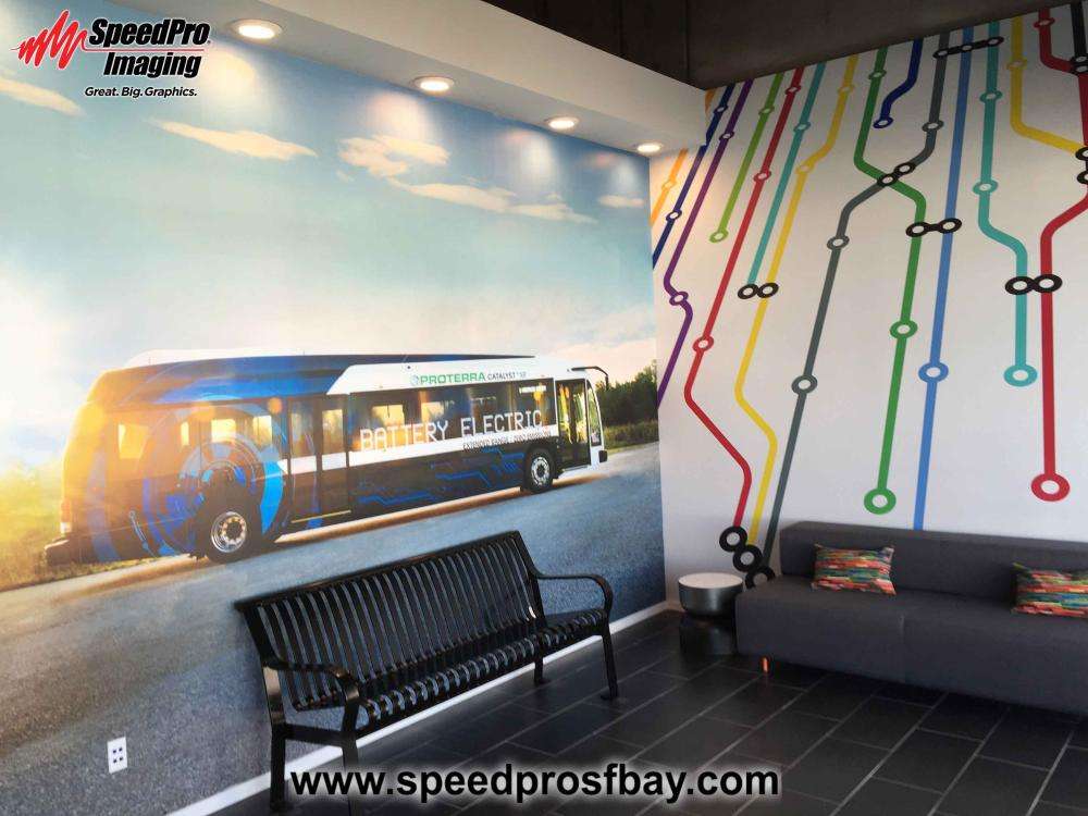 Bus electric wall mural