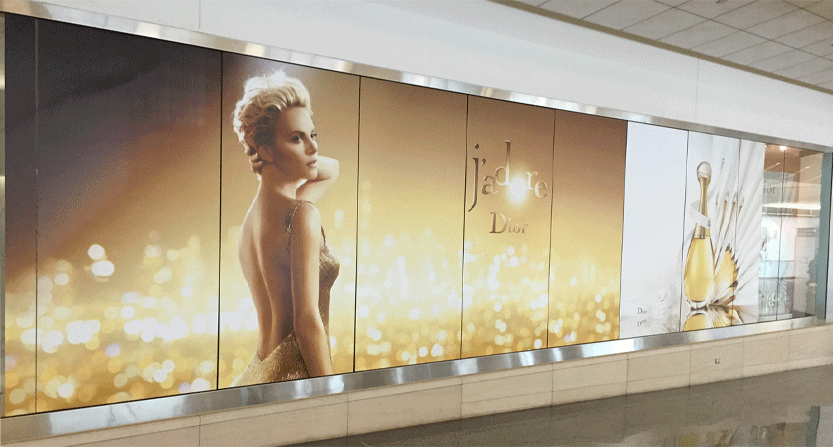 perfume ad on retail windows