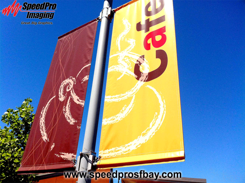 pole mount banners at Redwood Shores, CA