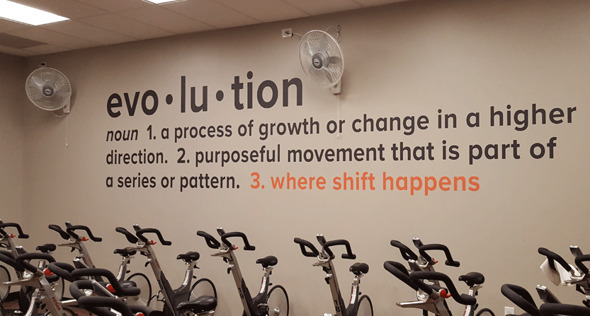 Cycle fitness center wall mural