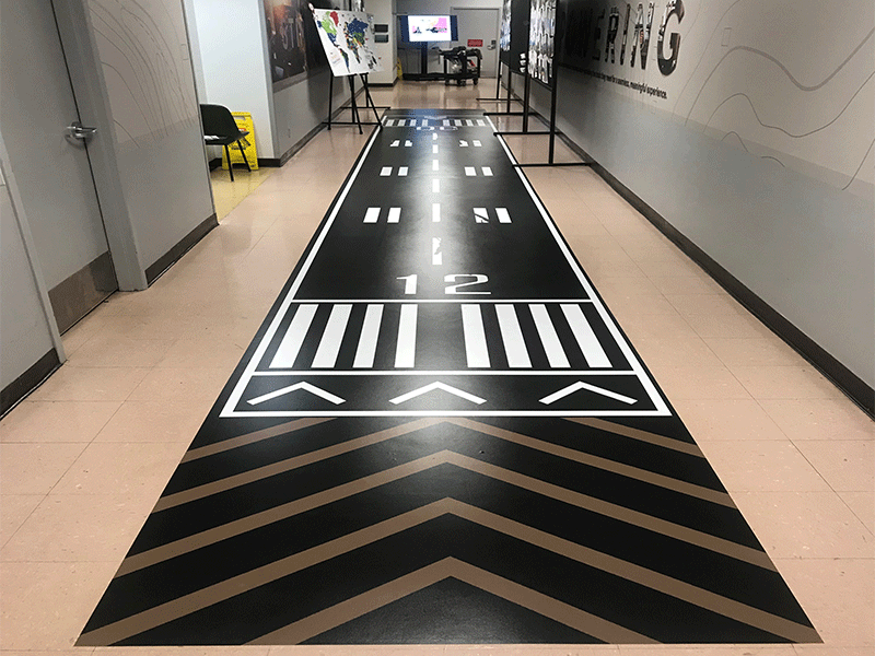 floor graphic on hotel employee entry