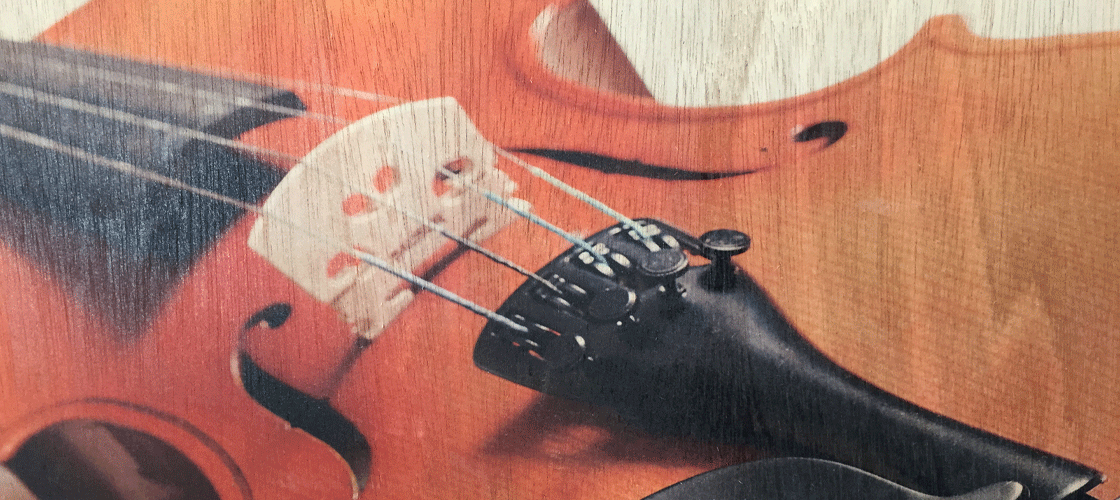 violin printed on luan wood