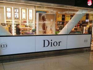 Dior signage at DFS store at SFO