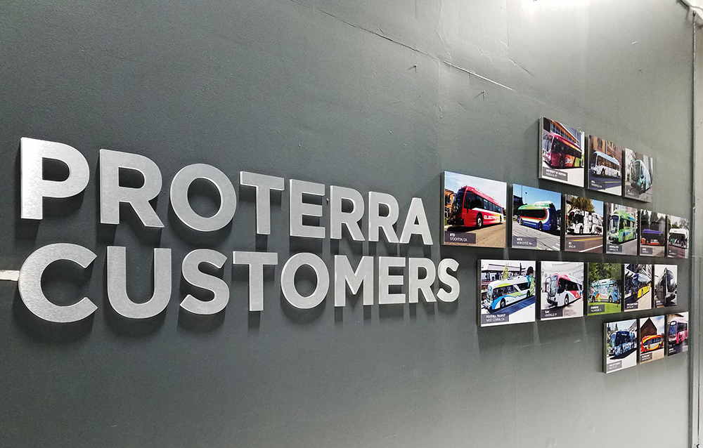 proterra customers silver dimensional letters