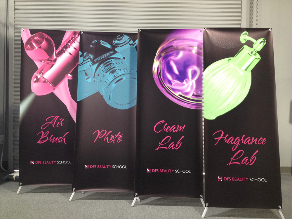 DFS Beauty School pop up banners
