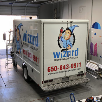 Wizard plumbing truck wrap