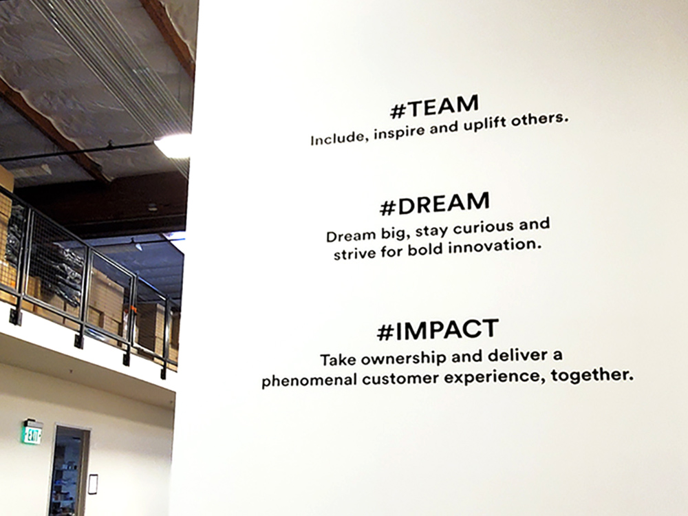Company values wall graphics