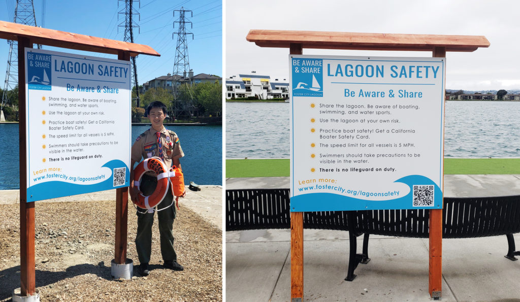 Safety Sign at Foster City lagoon