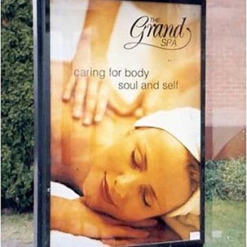 The Grand Spa bus stop sign