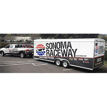 Sonoma Raceway white trailer wrap 