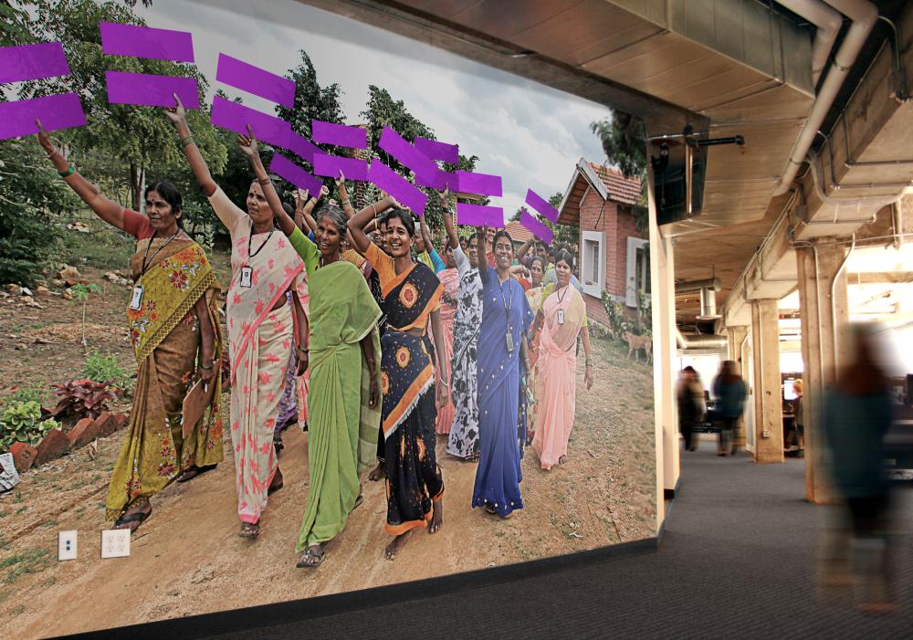 Women marching for equality wall mural