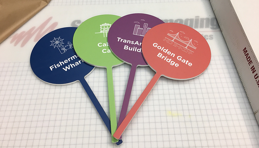 Lollipop signs for San Francisco locations