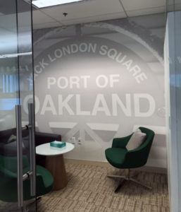 Port of Oakland grey wall mural in office space 