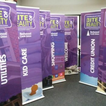 Purple Redwood Credit Union retractable displays