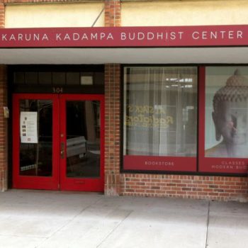 Buddhist center exterior window graphics