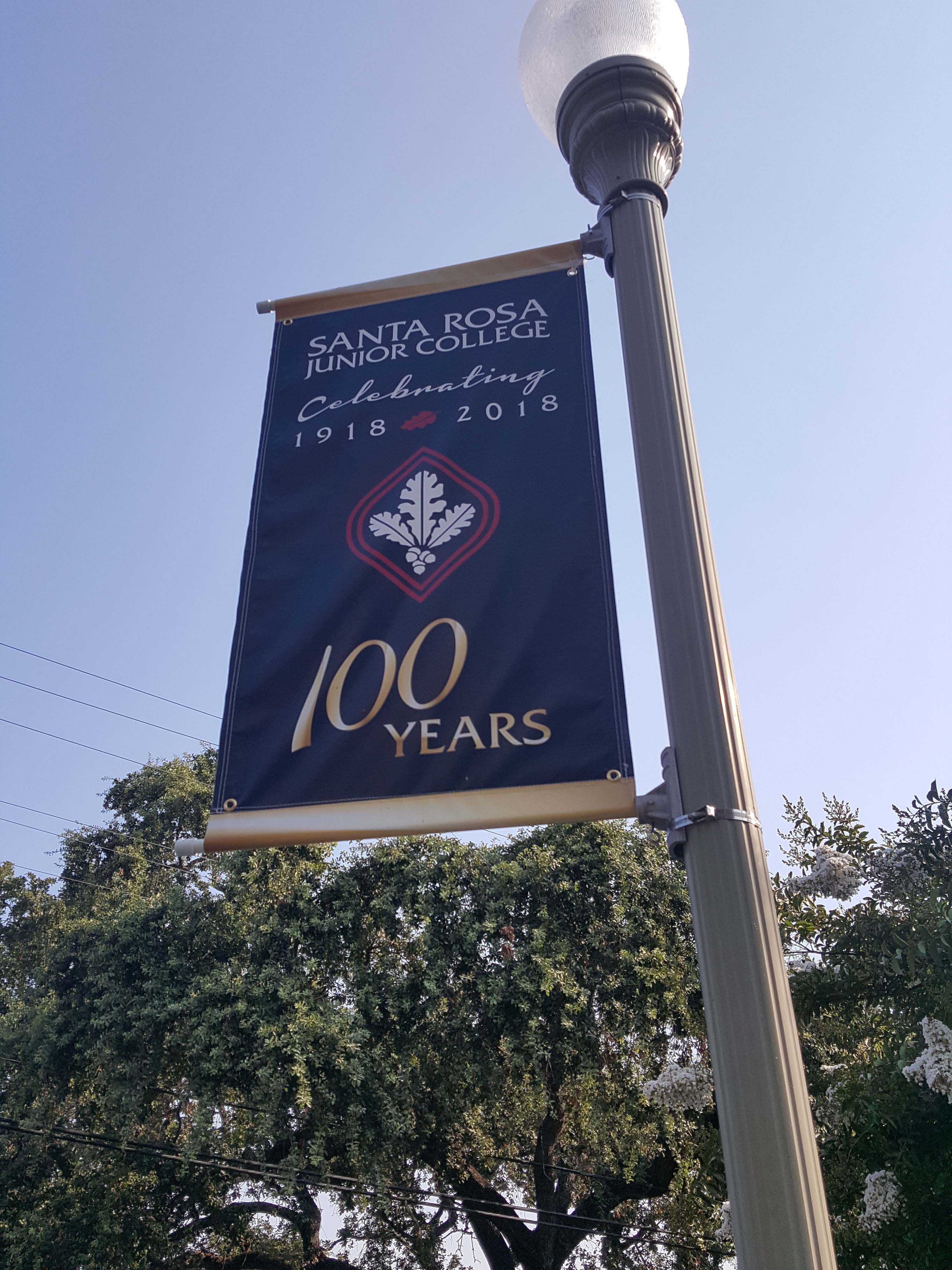 Santa Rosa Junior College lamp post banner