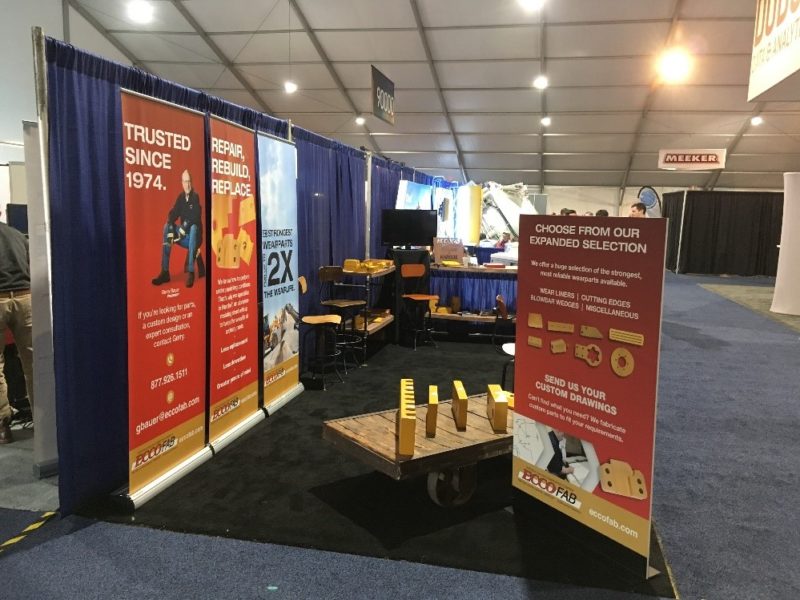 Retractable banners at tradeshow booth. 