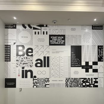 Custom motivational wall murals designed to reinforce company culture, inspire employees, and enhance commercial interior spaces with impactful branded graphics.