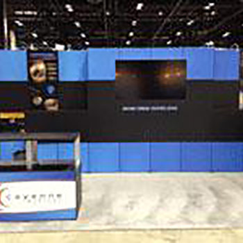 Black and blue trade show display
