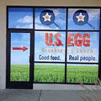 U.S. Egg exterior window graphics