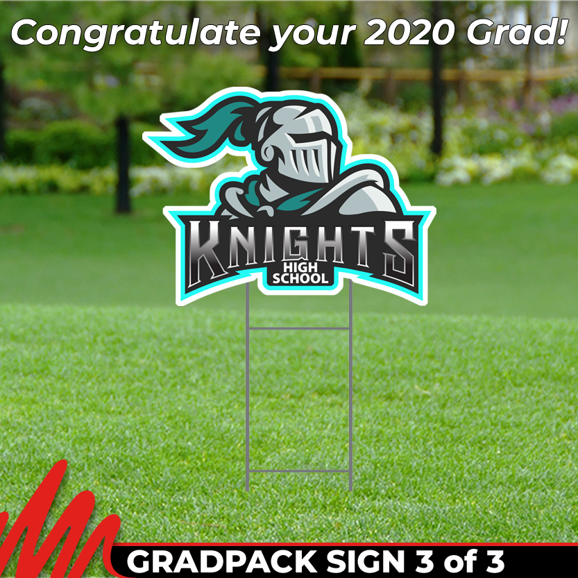 Graduation Logo Sign (includes 2 Step Stakes) 48"x24" Printed on White Coroplast