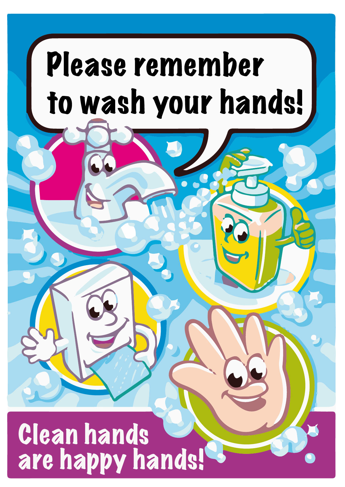 5 Pack - Remember To Wash Your Hands Wall or Floor Graphic  12" tall (adhesive vinyl) 