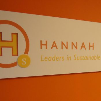 sign that says "Hannah Solar, Leaders in Sustainable Energy"
