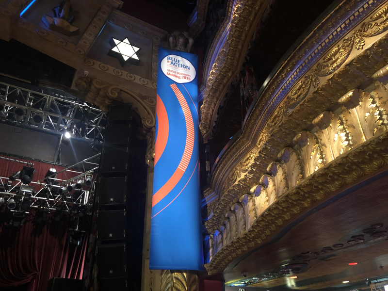 Blue in Action long hanging banner