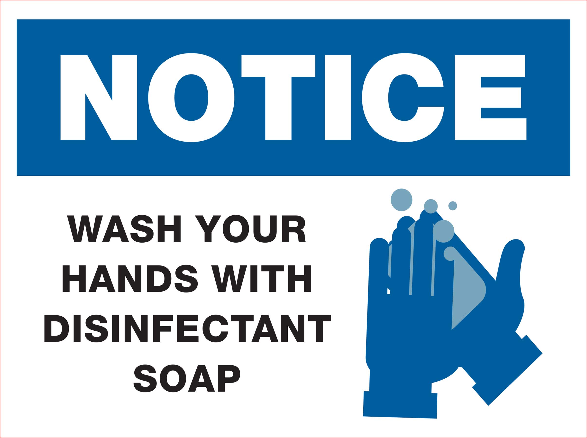 SD - Wash Hands Disinfectant Soap 6" x 8" Decal - 4 pack