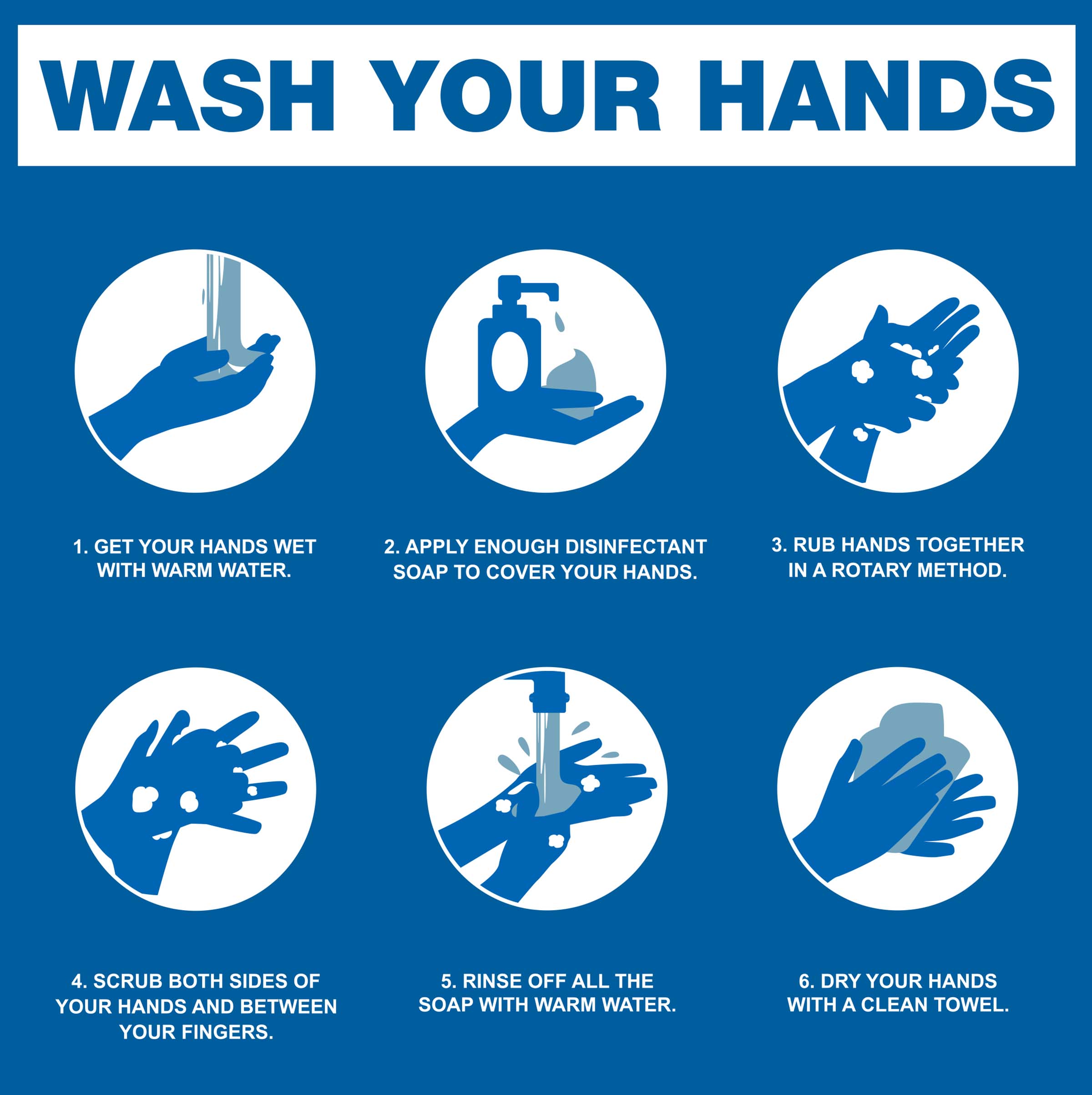 SD - Wash Your Hands 8" x 8" Decal - 4 pack