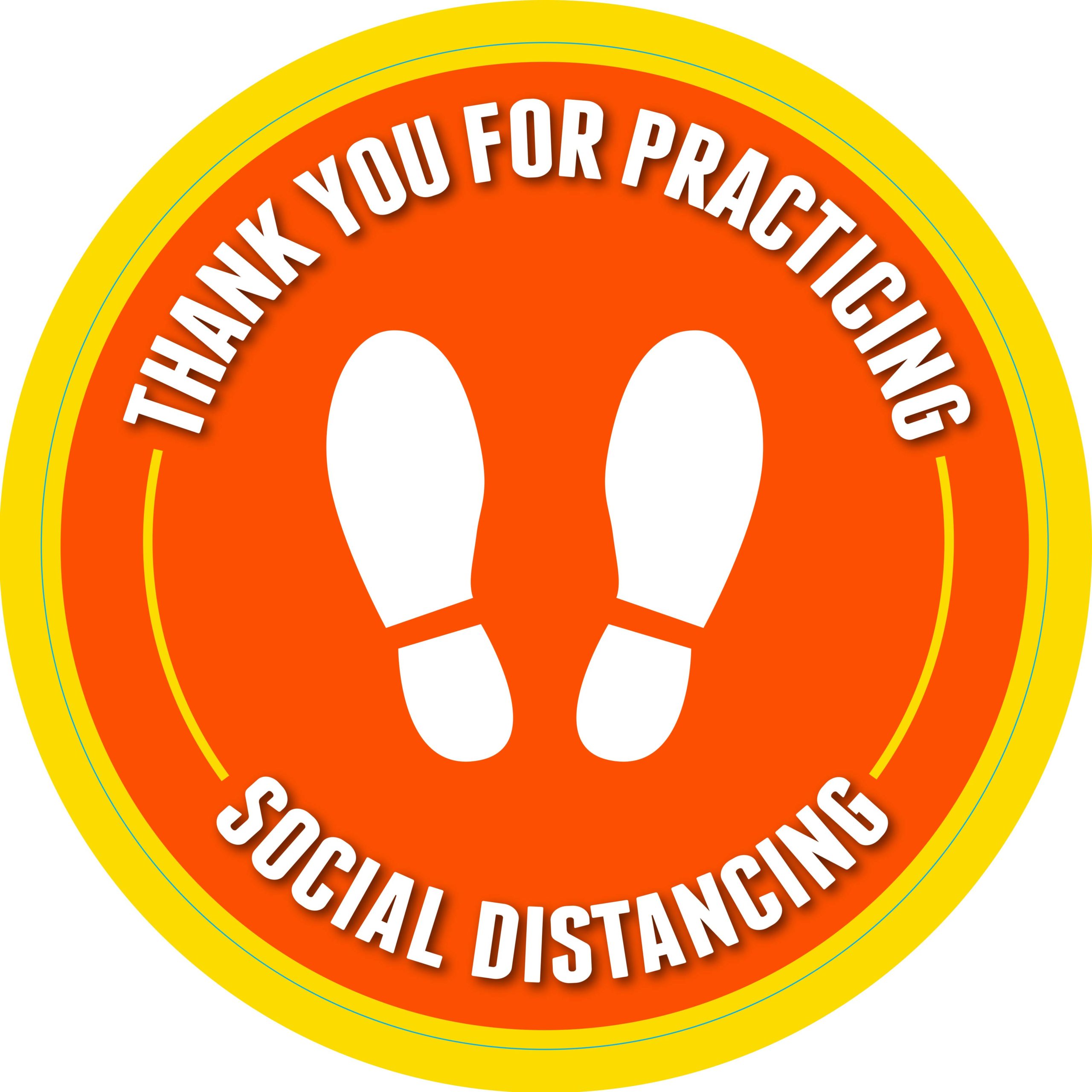 SD - Social Distancing Floor 24" Diameter - ORANGE - 4 pack