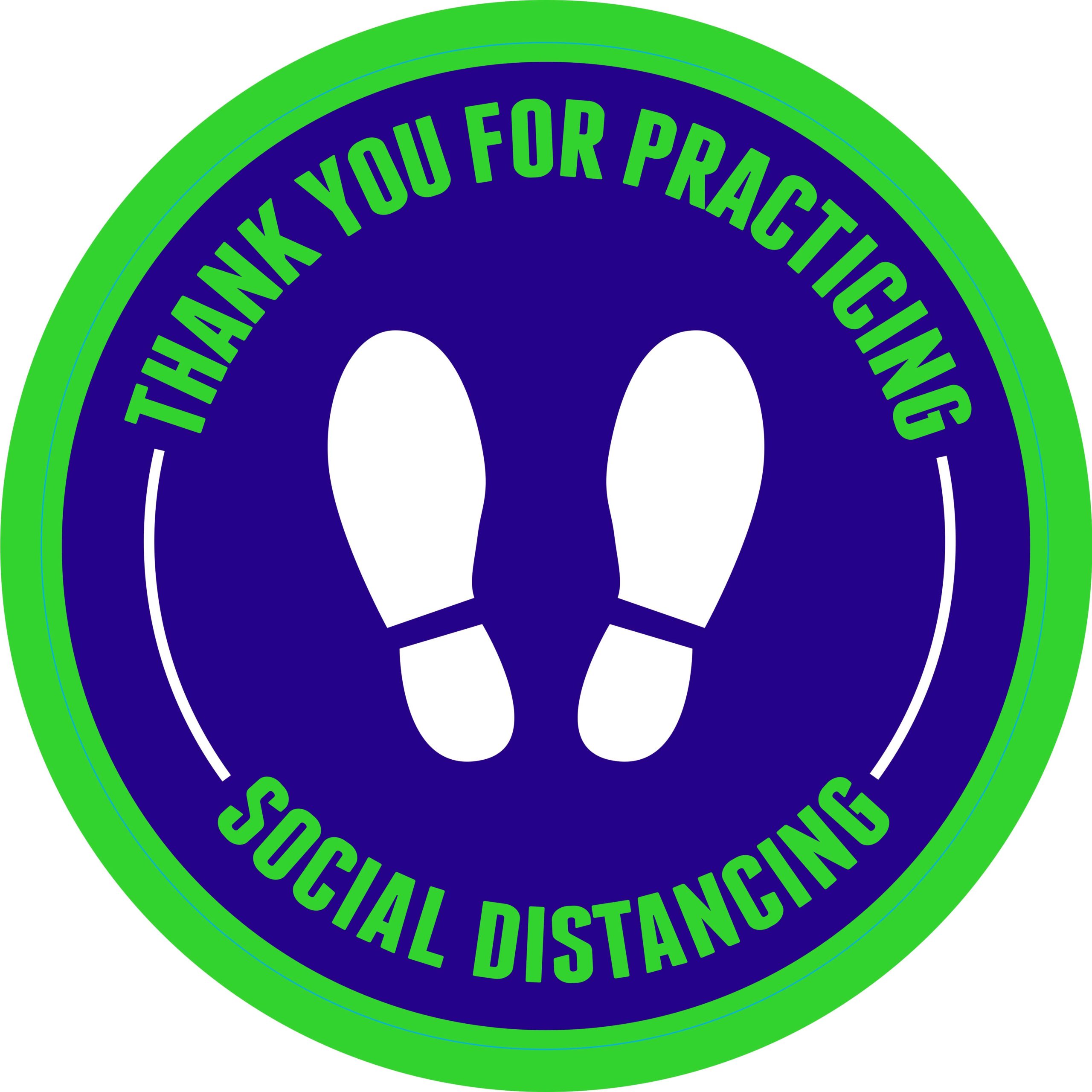 SD - Social Distancing Floor 18" Diameter - PURPLE - 4 pack