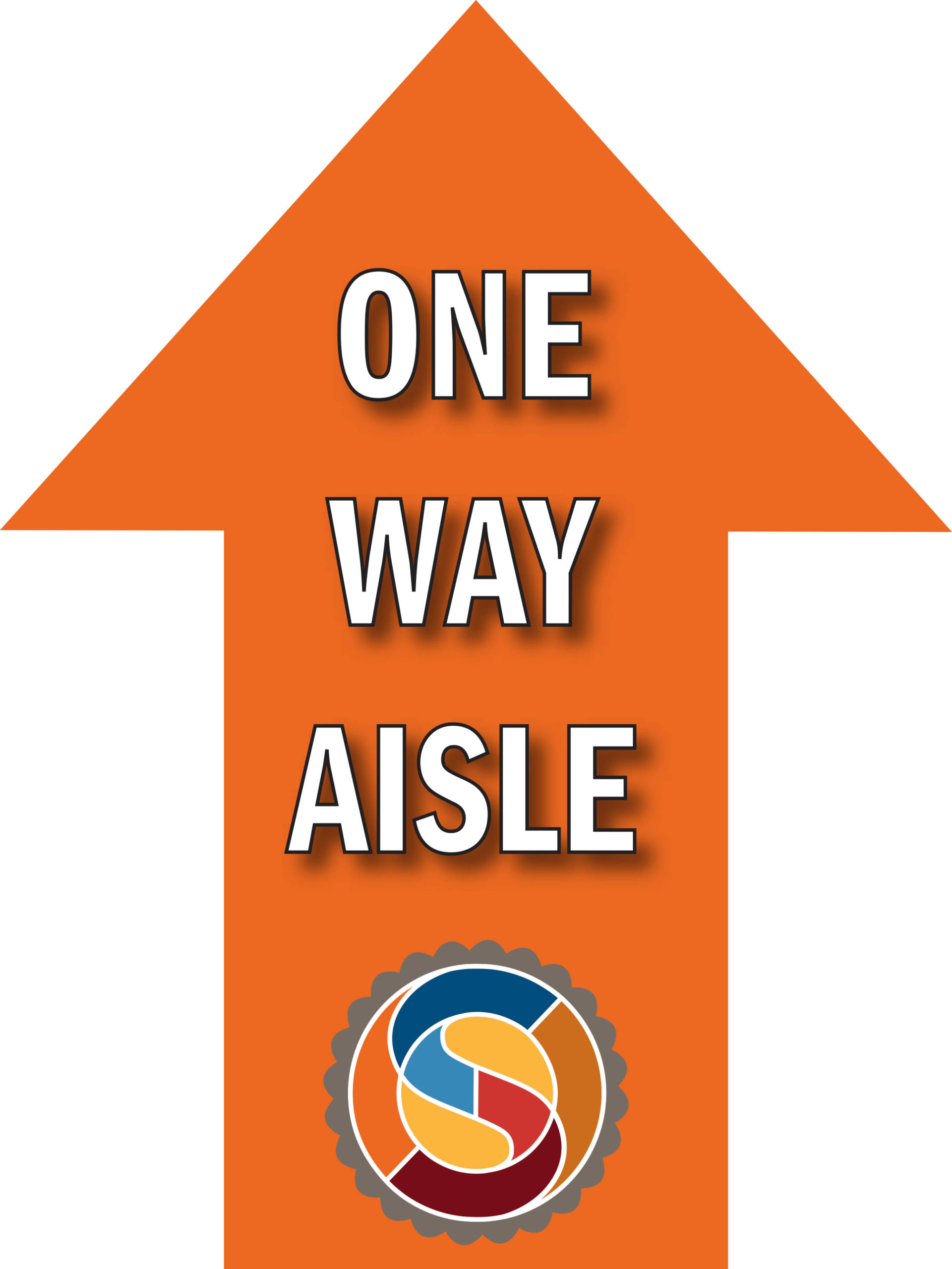 SOA - Alliance 9" x 12" One Way Aisle Arrow - Orange - 10 pack