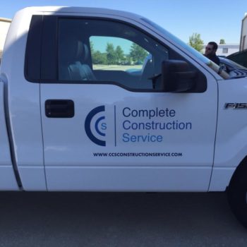 Complete construction service pickup door decal