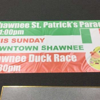 Shawnee St. Patrick's day parade outdoor sign