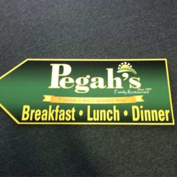 Pegah's Restaurant arrow sign