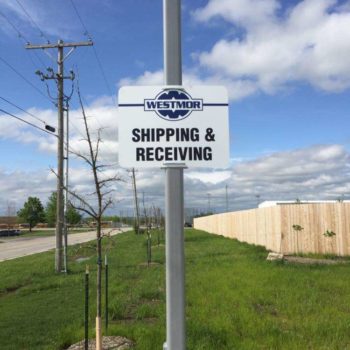 Westmor shipping and receiving sign