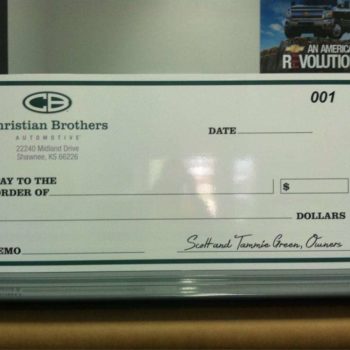 Christian Brothers giant check