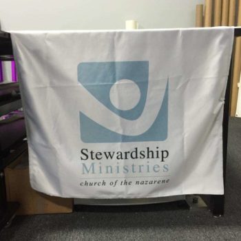 Stewardship Ministries table covering