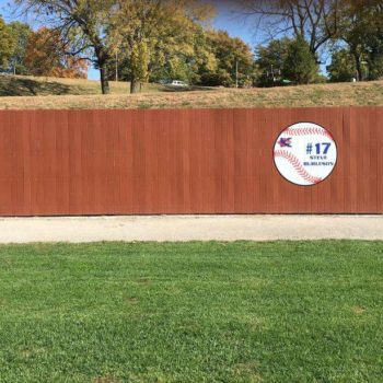Baseball number fence sign