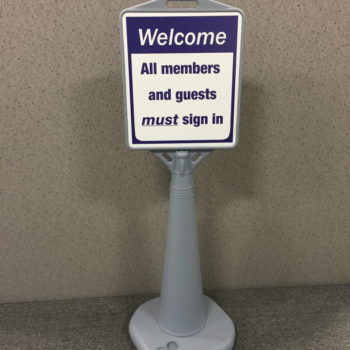 Printed welcome sign