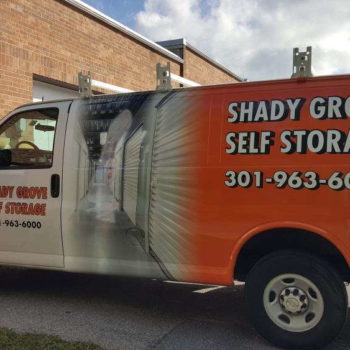 Shady grove self storage orange printed van