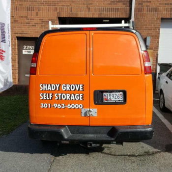 Shady grove self storage orange vehicle wrap