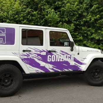 Purple Gonzago details on white jeep