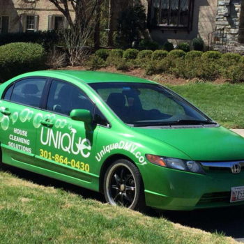 Unique house cleaning solutions green vehicle wrap