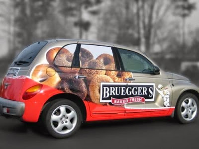 Bruegger's baked goods screen printed bagels truck