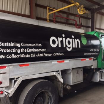 Side view of oil truck vehicle wrap