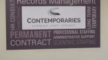 Contemporaries company decal printed on wall