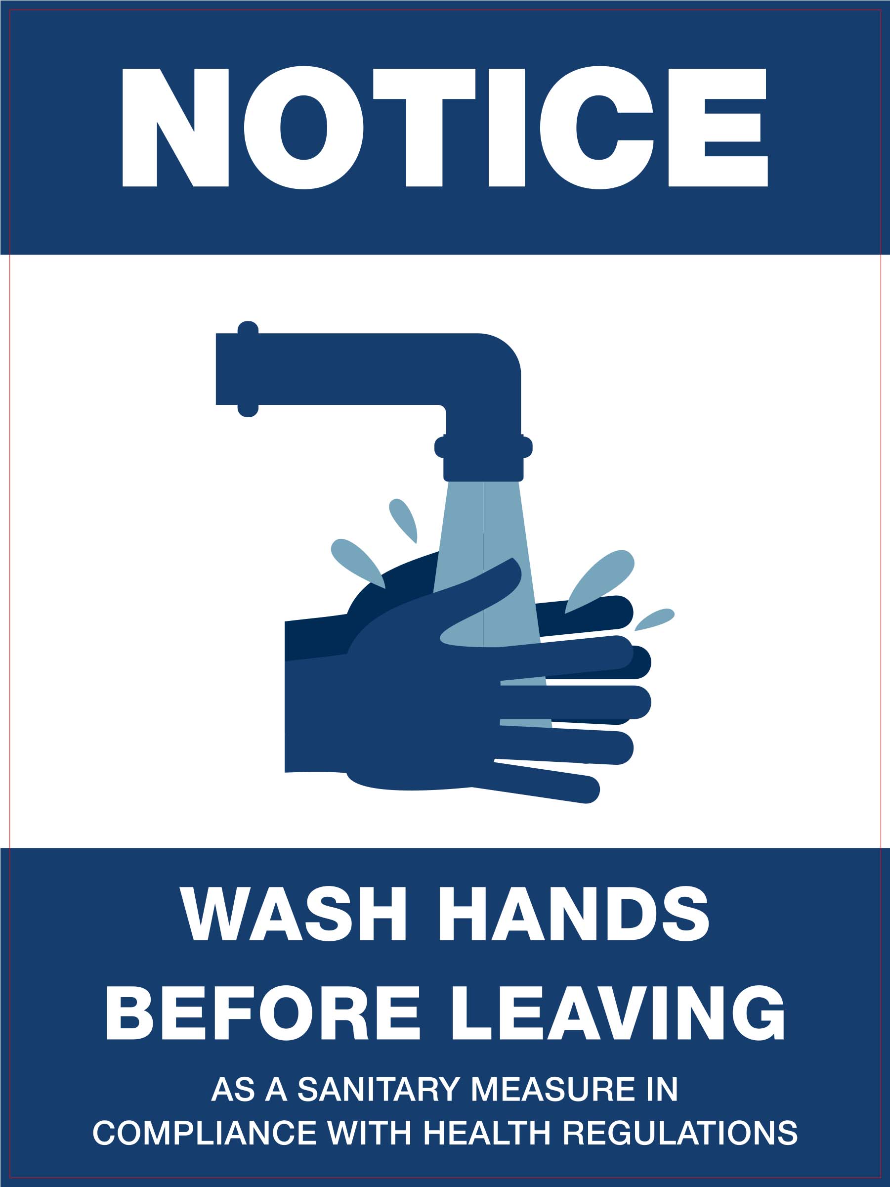 Wash Hands Before Leaving 8" x 10" Decal - 4 pack