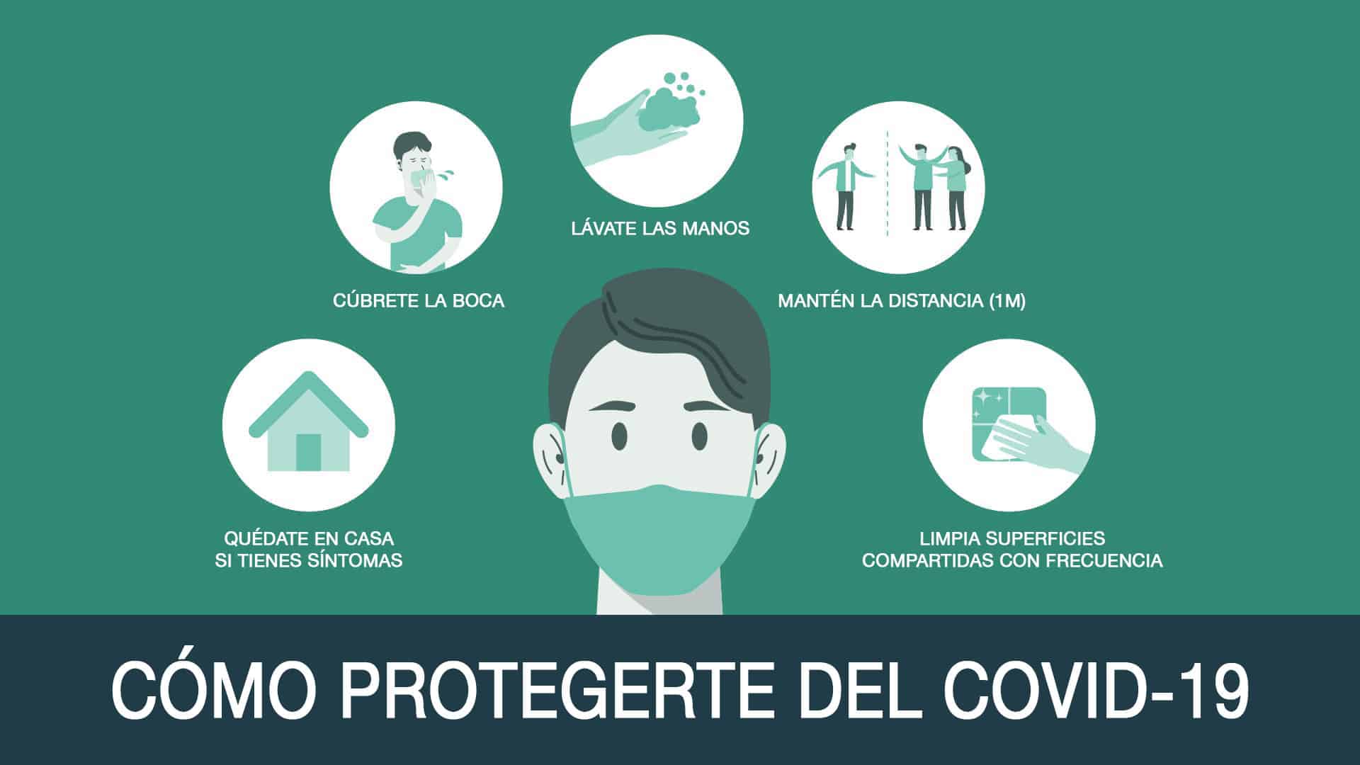Spanish: Como Protegerte Del Covid-19 16 x 9 Decal - 2 pack